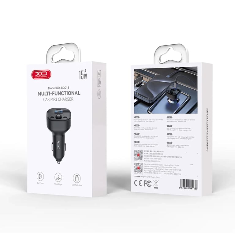 FM модулятор XO BCC18 USB-A OTG/USB-C Black (BCC18.black) - фото 4