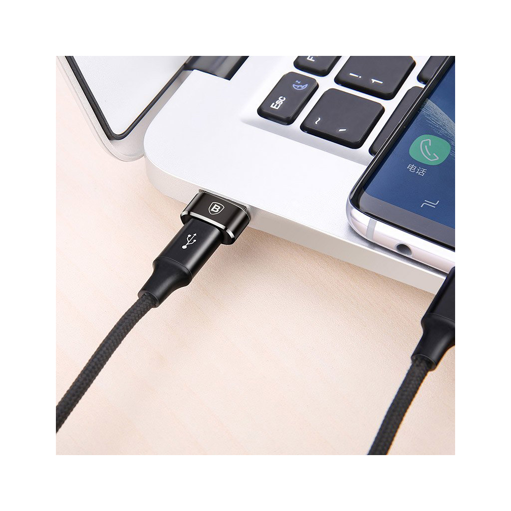 Перехідник USB 2.0 AF to USB-C black Baseus (CAAOTG-01) - фото 5 Перехідник USB 2.0 AF to USB-C black Baseus (CAAOTG-01) - фото 5