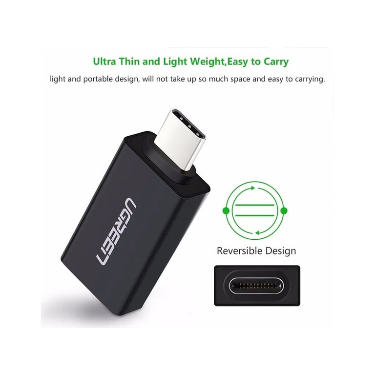 Перехідник OTG USB 3.0 AF to USB-C US173 black Ugreen (20808) - фото 4