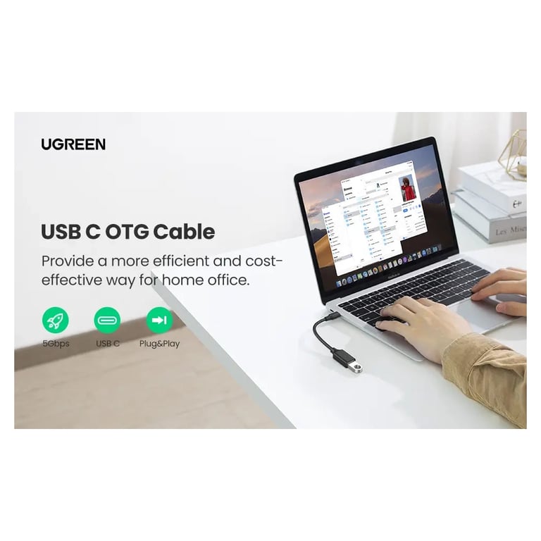 Перехідник OTG USB 3.0 AF to USB-C US154 black Ugreen (30701) - фото 8