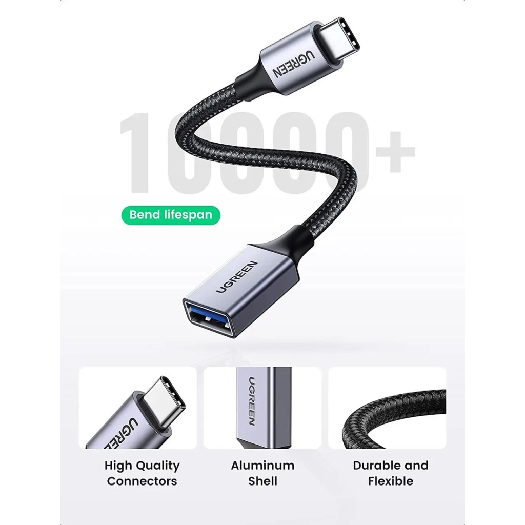 Перехідник OTG USB 3.0 AF to USB-C 0.1m US378 black Ugreen (70889) - фото 3 Перехідник OTG USB 3.0 AF to USB-C 0.1m US378 black Ugreen (70889) - фото 3
