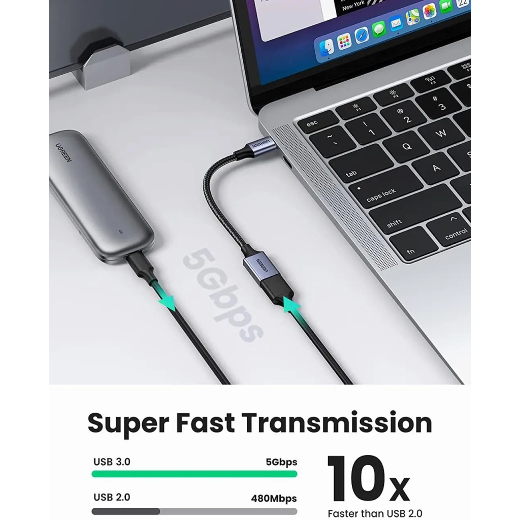 Перехідник OTG USB 3.0 AF to USB-C 0.1m US378 black Ugreen (70889) - фото 5 Перехідник OTG USB 3.0 AF to USB-C 0.1m US378 black Ugreen (70889) - фото 5