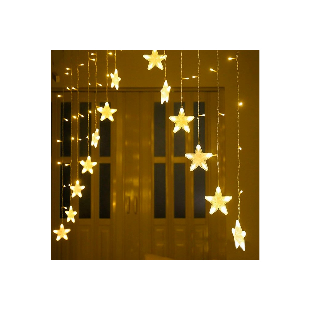 Гірлянда Chomik Штора зірки 136 LED теплий білий, 3 м, від мережі (5900779880030) - фото 5 Гірлянда Chomik Штора зірки 136 LED теплий білий, 3 м, від мережі (5900779880030) - фото 5