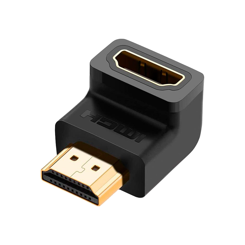 Перехідник HDMI M to HDMI F 90° corner Down HD112 black Ugreen (20109) - фото 1