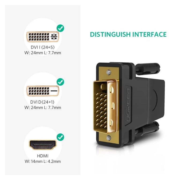 Перехідник DVI 24+1 M to HDMI F black Ugreen (20124) - фото 2