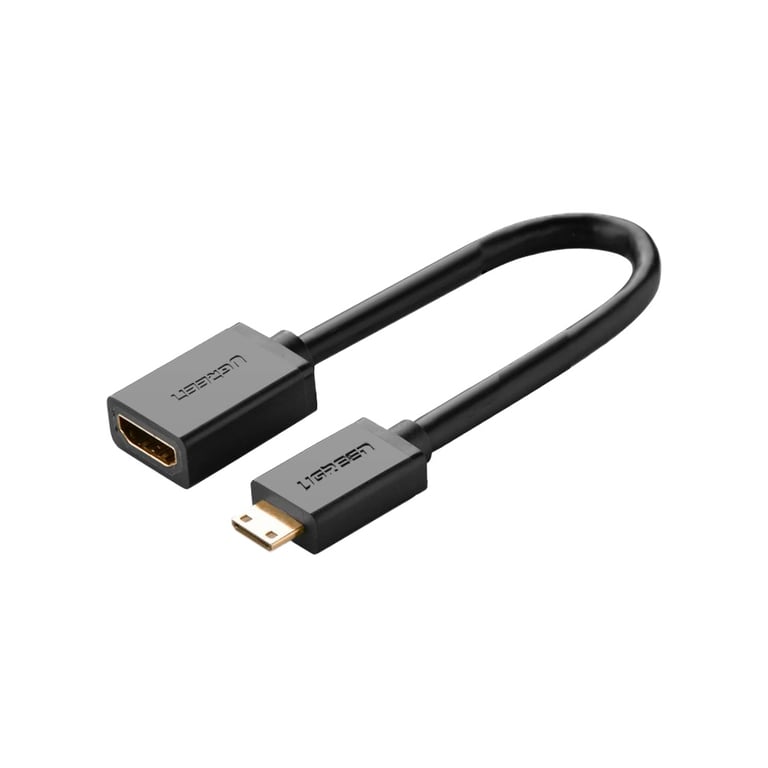 Перехідник Mini HDMI M to HDMI F 0.22m black Ugreen (20137) - фото 1