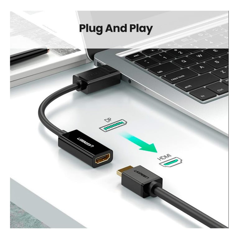 Перехідник Display Port M to HDMI F 4K30Hz black Ugreen (40363) - фото 3