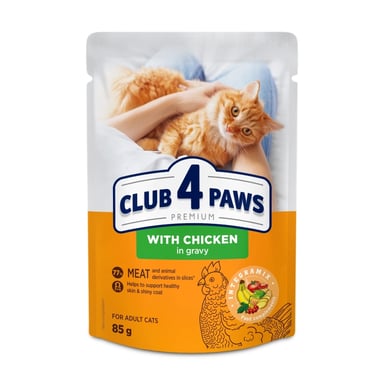 Вологий корм для кішок Club 4 Paws з куркою в соусі 85 г (4820269142527) - фото 1