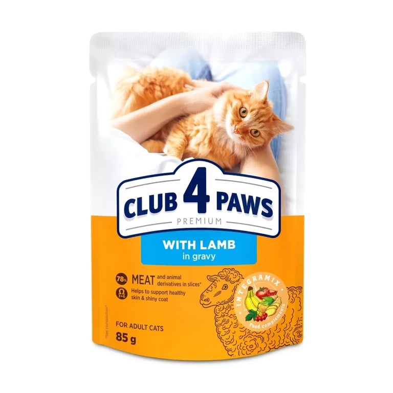 Вологий корм для кішок Club 4 Paws з ягням у соусі 85 г (4820269142558) - фото 1