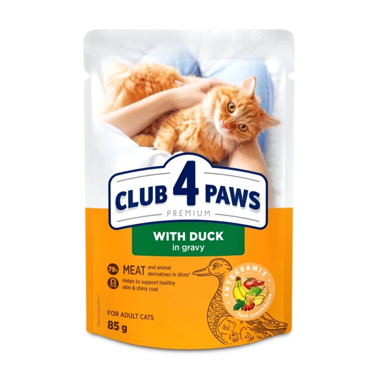 Вологий корм для кішок Club 4 Paws з качкою у соусі 85 г (4820269142503) - фото 1