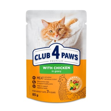 Вологий корм для кішок Club 4 Paws з куркою в соусі 7+ років 85 г (4820269144972)