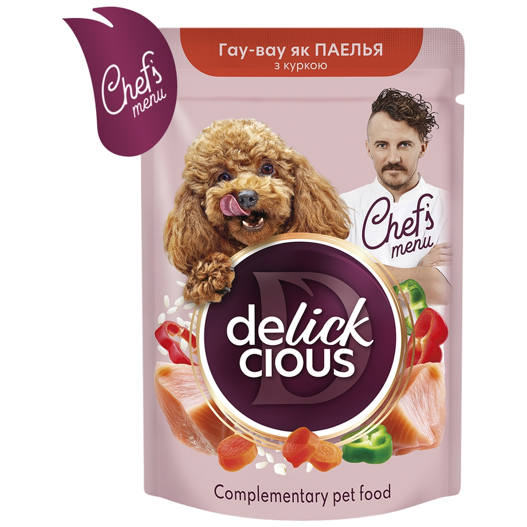 Вологий корм для собак Delickcious паелья з куркою 85 г (4820269147041) Вологий корм для собак Delickcious паелья з куркою 85 г (4820269147041)