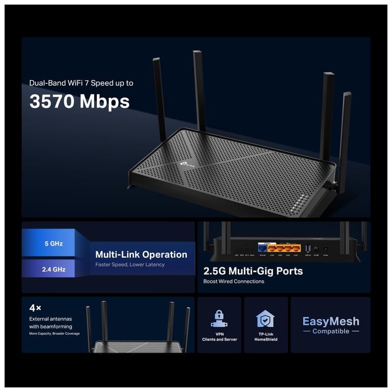 Маршрутизатор TP-Link Archer BE230 (ARCHER-BE230) - фото 5
