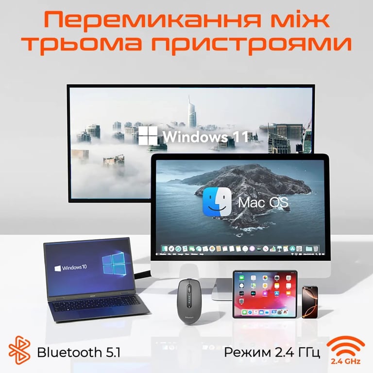 Мишка Meetion BTM100R Wireless/Bluetooth Black (MT-BTM100R-A) - фото 3