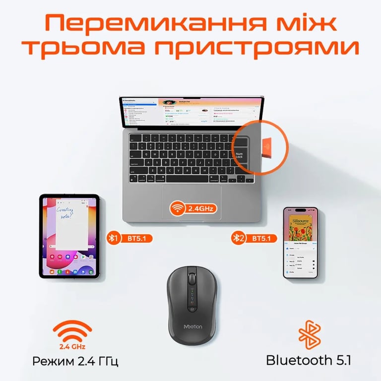 Мишка Meetion BTM185 Bluetooth/Wireless Black (MT-BTM185-A) - фото 3