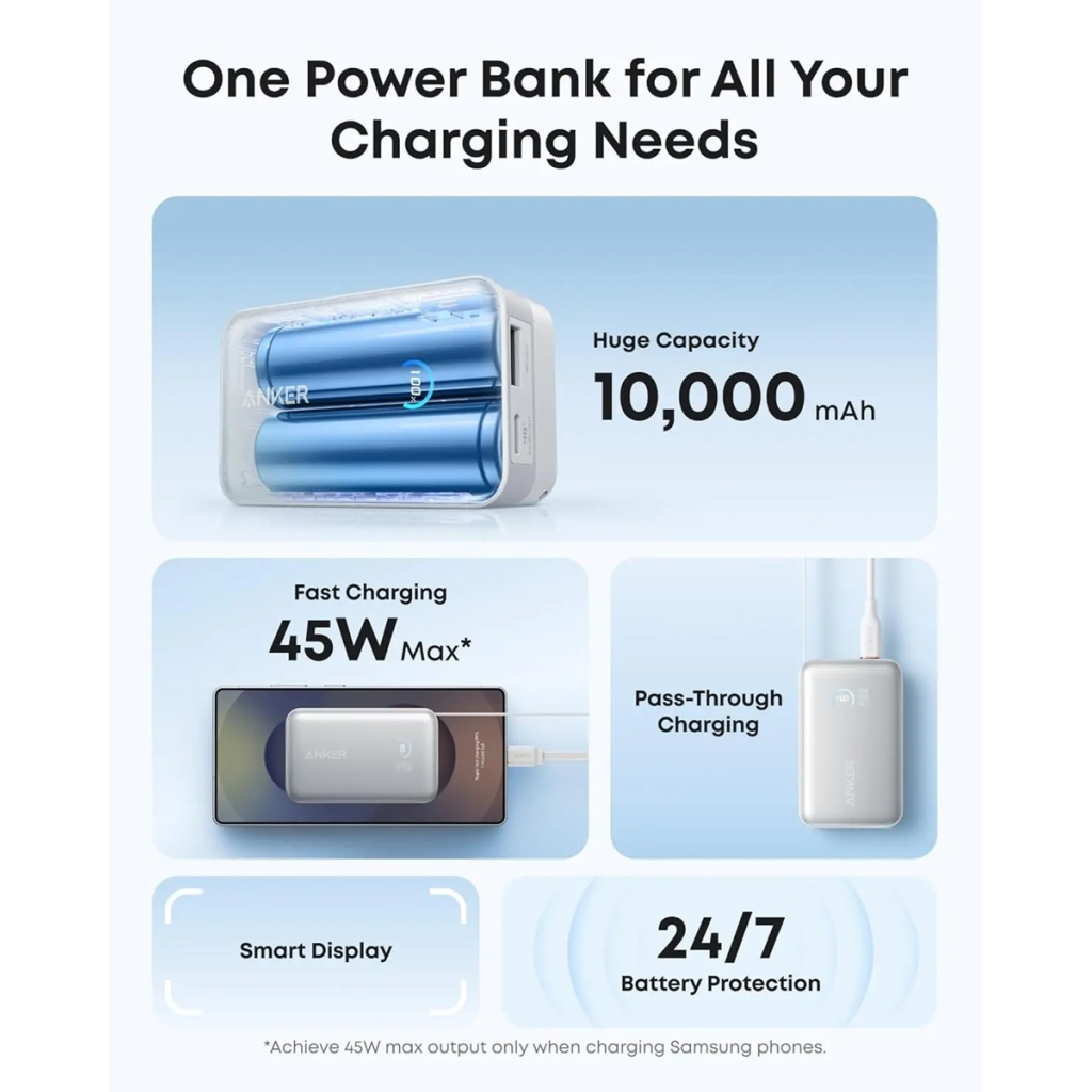 Батарея універсальна Anker 10000mAh Nano 45W, Built-In USB-C Cable, White (A1638H21) - фото 3 Батарея універсальна Anker 10000mAh Nano 45W, Built-In USB-C Cable, White (A1638H21) - фото 3