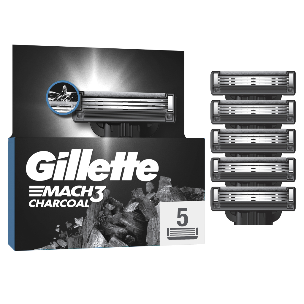 Змінні касети Gillette Mach3 Charcoal Деревне вугілля 5 шт. (8700216062770) Змінні касети Gillette Mach3 Charcoal Деревне вугілля 5 шт. (8700216062770)