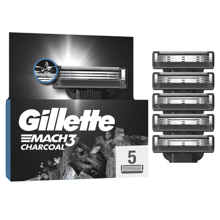 Змінні касети Gillette Mach3 Charcoal Деревне вугілля 5 шт. (8700216062770) - фото 1