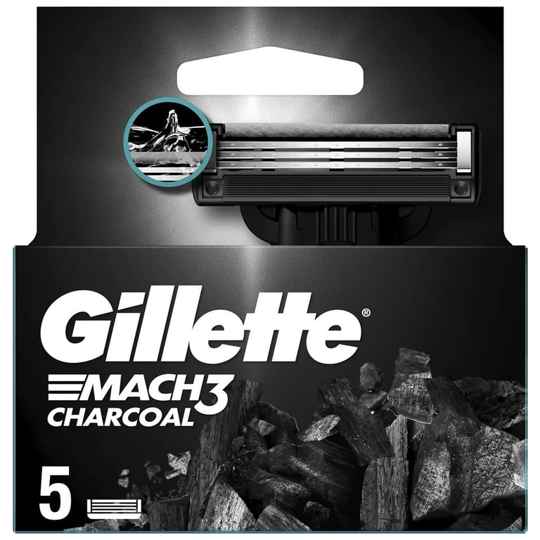 Змінні касети Gillette Mach3 Charcoal Деревне вугілля 5 шт. (8700216062770) - фото 2