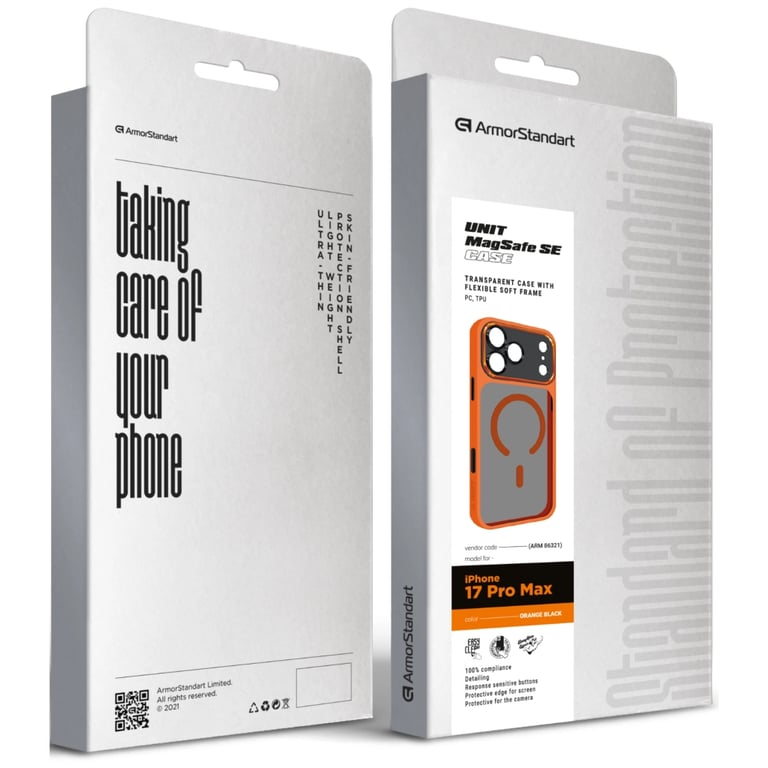 Чохол до мобільного телефона Armorstandart Unit-C MagCase SE Apple iPhone 17 Pro Max Orange Black (ARM86321) - фото 2
