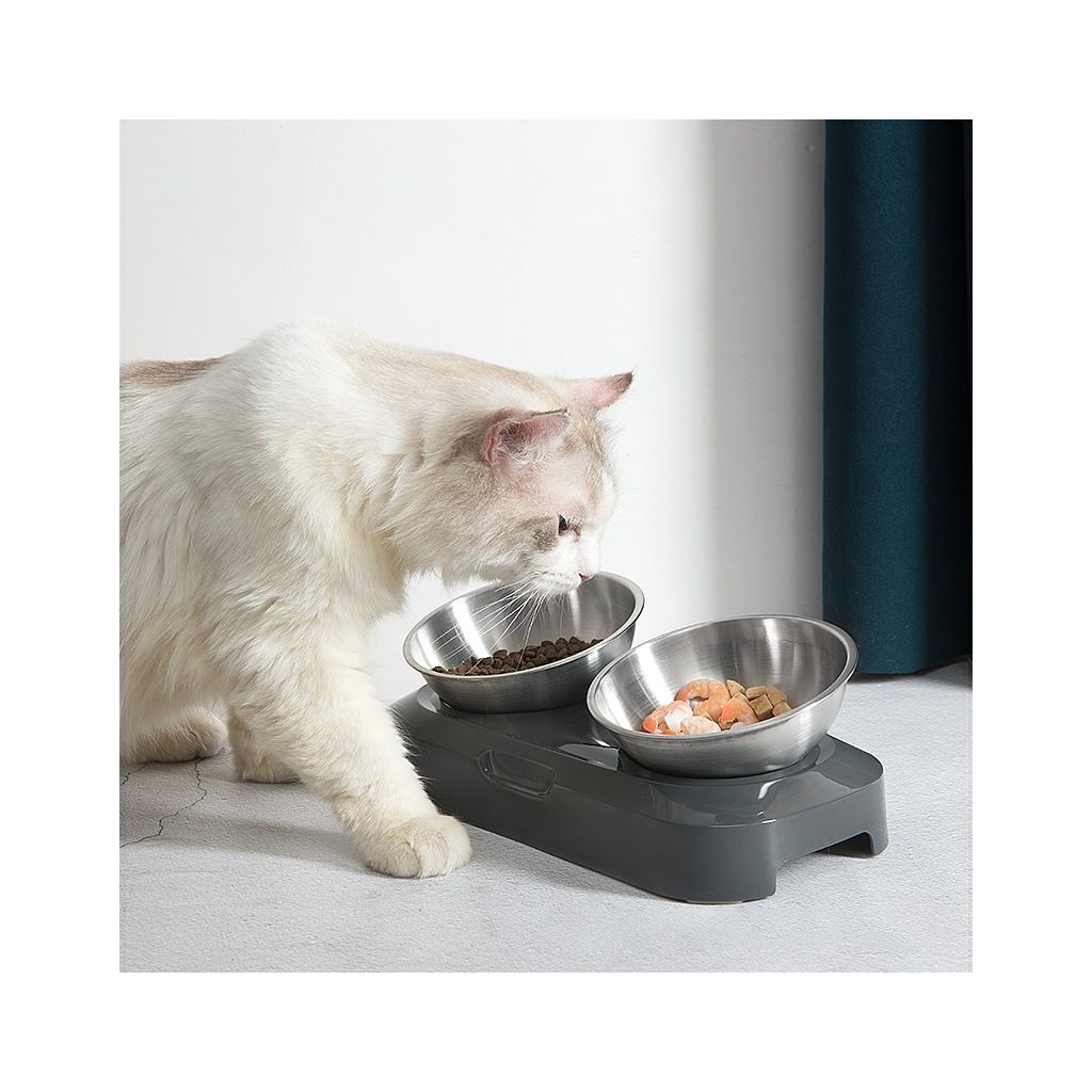 Посуд для котів Lapka Годівниця подвійна з металевими мисками (LPK-27) - фото 4 Посуд для котів Lapka Годівниця подвійна з металевими мисками (LPK-27) - фото 4