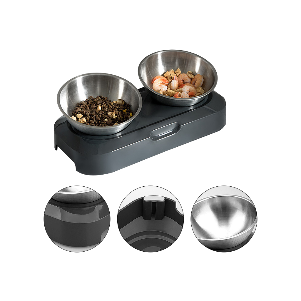 Посуд для котів Lapka Годівниця подвійна з металевими мисками (LPK-27) - фото 3 Посуд для котів Lapka Годівниця подвійна з металевими мисками (LPK-27) - фото 3