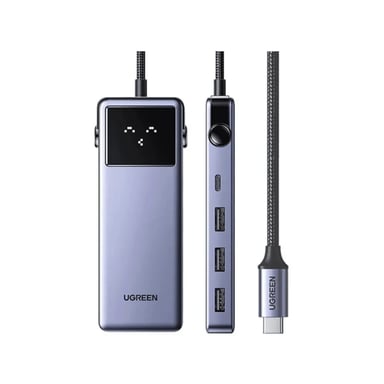 Концентратор Ugreen USB-C 7-in-1 3xUSB + 1xUSB-C + HDMI + RJ45 + PD 100W CM888 gray (45155) - фото 1