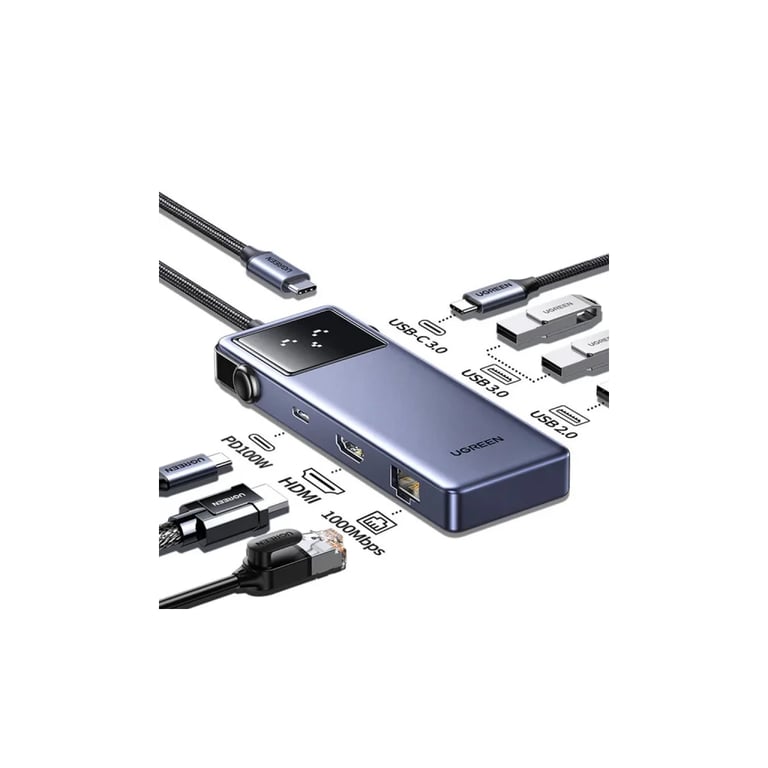 Концентратор Ugreen USB-C 7-in-1 3xUSB + 1xUSB-C + HDMI + RJ45 + PD 100W CM888 gray (45155) - фото 4