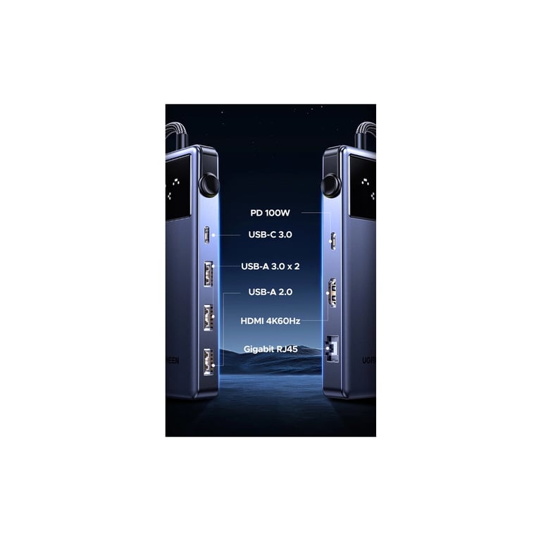 Концентратор Ugreen USB-C 7-in-1 3xUSB + 1xUSB-C + HDMI + RJ45 + PD 100W CM888 gray (45155) - фото 6