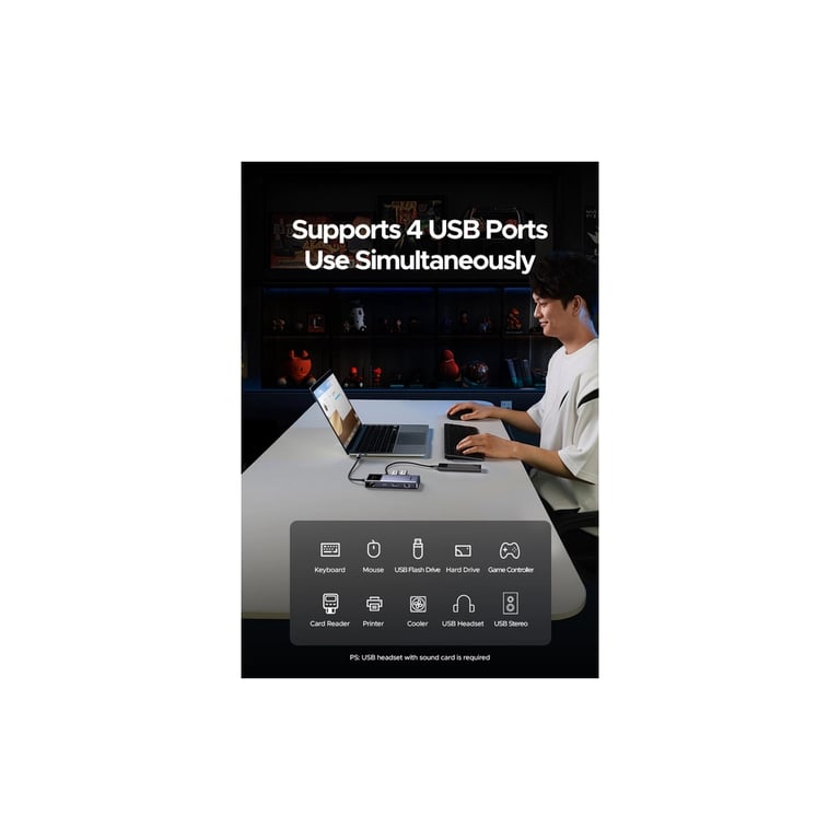 Концентратор Ugreen USB-C 7-in-1 3xUSB + 1xUSB-C + HDMI + RJ45 + PD 100W CM888 gray (45155) - фото 8
