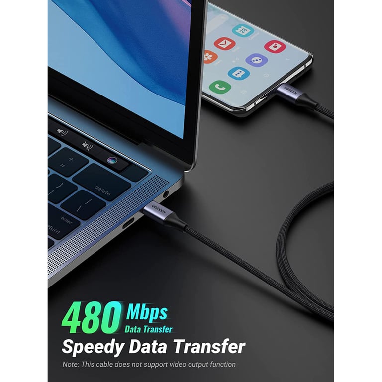 Дата кабель USB-C to USB-C 2.0m 240W space gray Ugreen (90440) - фото 4