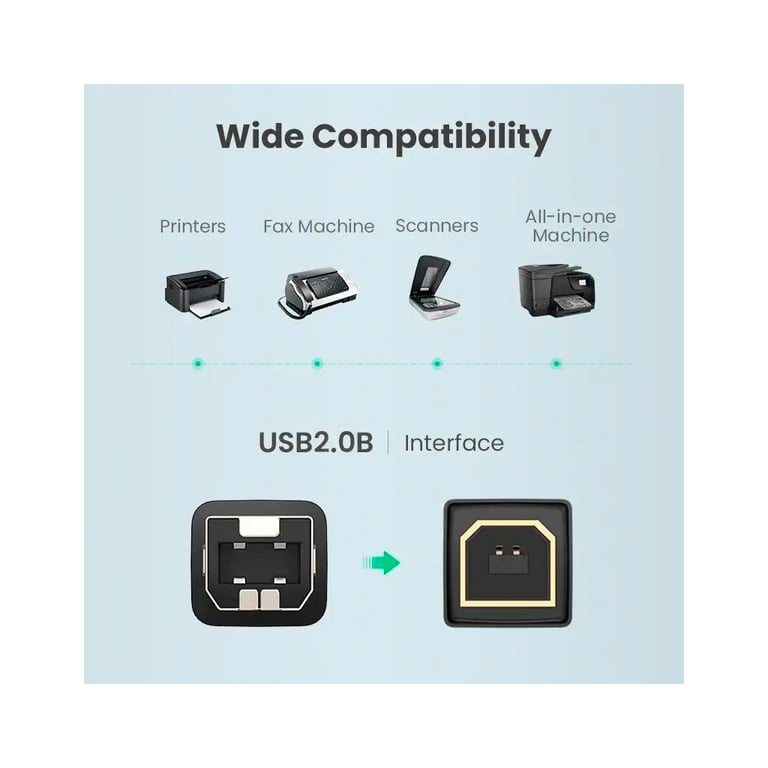 Кабель для принтера USB 2.0 AM/BM 2.0m black Ugreen (20847) - фото 4