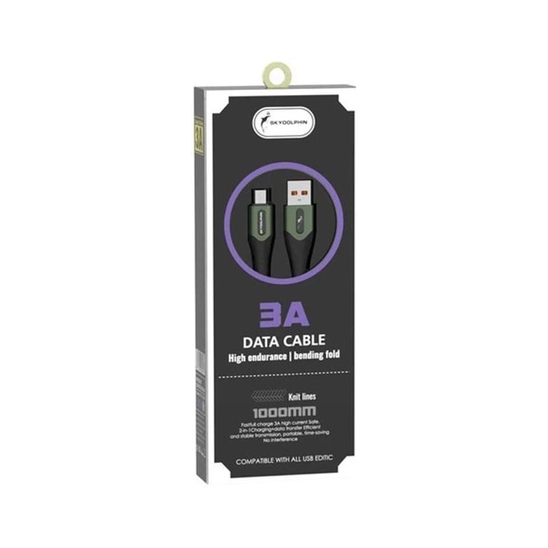 Дата кабель USB 2.0 AM to Micro 5P 1.0m 3A braided dark green SkyDolphin (USB-000584) - фото 2