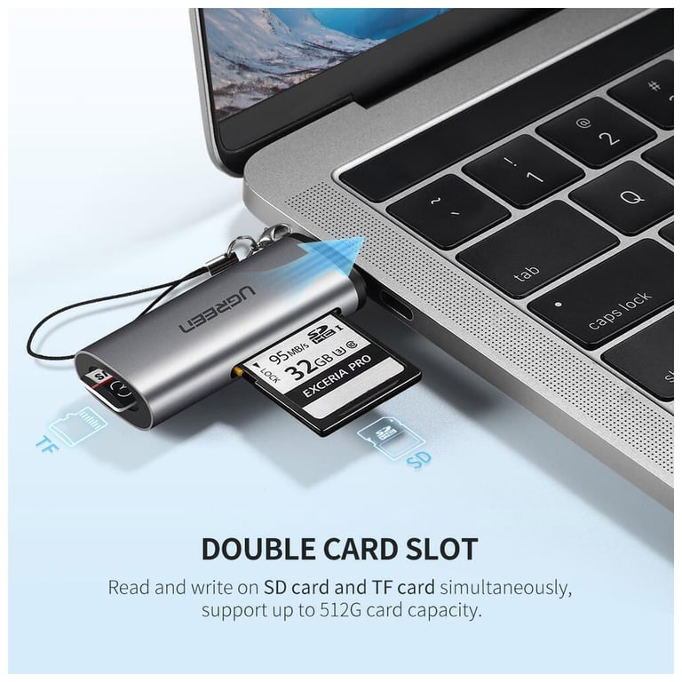 Зчитувач флеш-карт Ugreen USB Type-C 3.1 to TF/SD CM184 Gray (50704) - фото 2