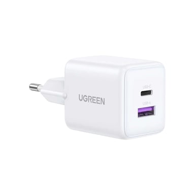 Зарядний пристрій Ugreen USB + USB-C GaN 30W X516 white (65015) - фото 1