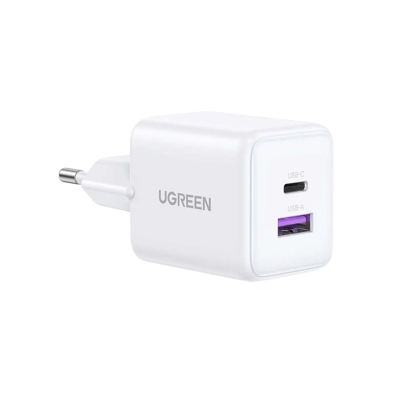 Зарядний пристрій Ugreen USB + USB-C GaN 30W X516 white (65015) - фото 1