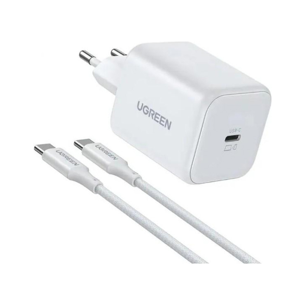 Зарядний пристрій Ugreen USB-C GaN 45W + cable USB-C to USB-C X524 white (65055) - фото 1 Зарядний пристрій Ugreen USB-C GaN 45W + cable USB-C to USB-C X524 white (65055) - фото 1