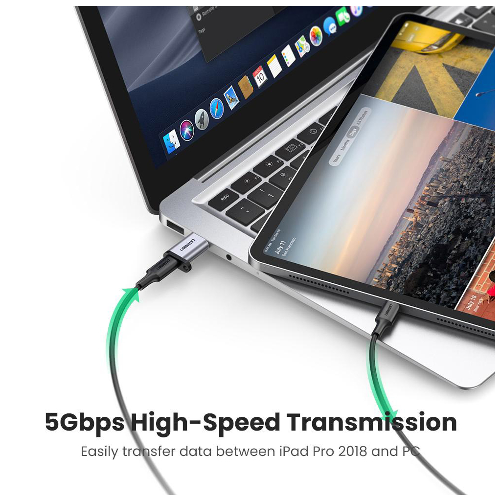 Перехідник USB 3.0 AM to USB-C F gray Ugreen (50533) - фото 3 Перехідник USB 3.0 AM to USB-C F gray Ugreen (50533) - фото 3