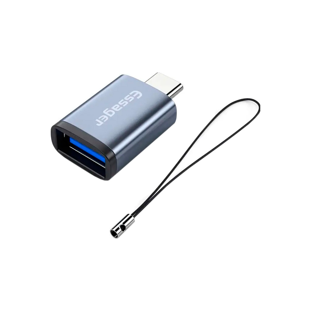 Перехідник OTG USB 3.0 AF to USB-C M gray Essager (EZJAC-SRA0G) - фото 1