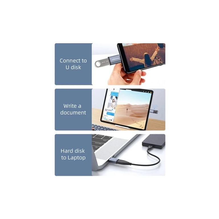 Перехідник OTG USB 3.0 AF to USB-C M gray Essager (EZJAC-SRA0G) - фото 6