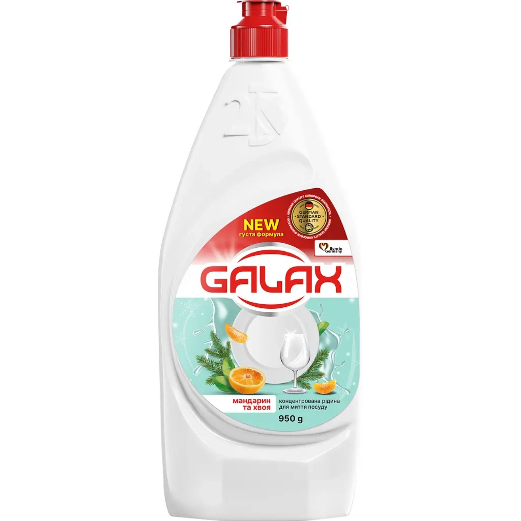Засіб для ручного миття посуду Galax Мандарин та хвоя 950 г (4823128005100) Засіб для ручного миття посуду Galax Мандарин та хвоя 950 г (4823128005100)
