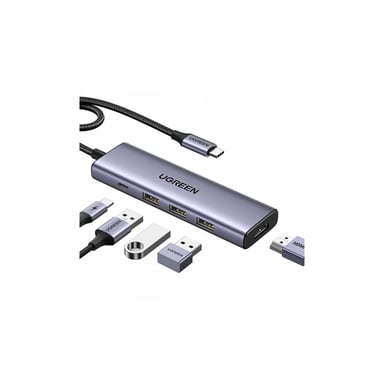 Порт-реплікатор Ugreen Dock CM511 5in1 USB3.1 Type-C --> HDMI 60Hz/3xUSB-А 3.0/Type-C/PD 100W (15597) - фото 1