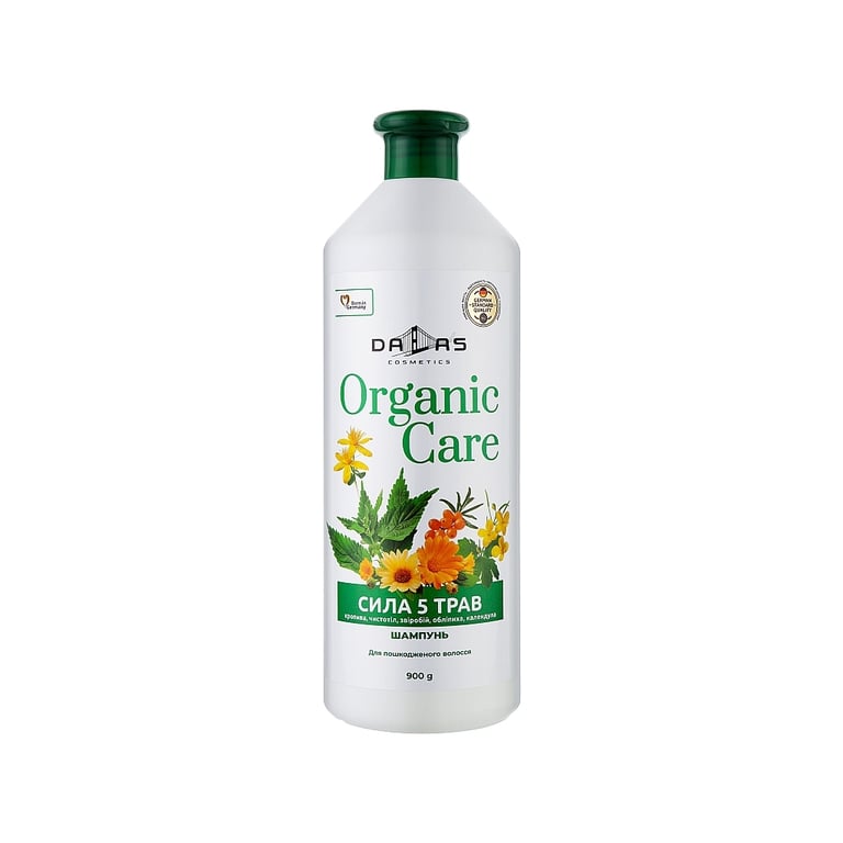 Шампунь Dalas Cosmetics Organic Care Сила 5 трав Для пошкодженого волосся 900 г (4823128000044) - фото 1