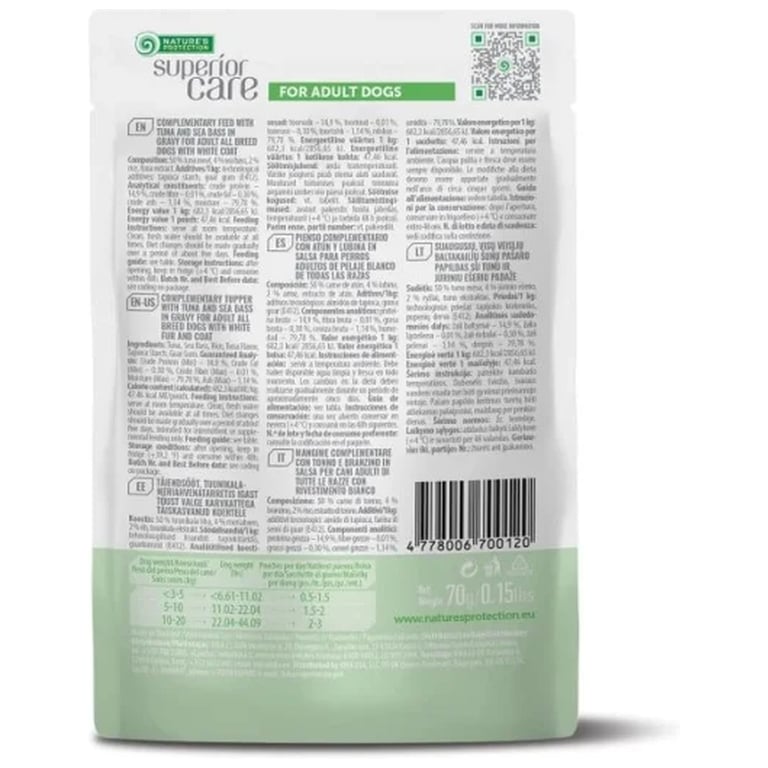 Вологий корм для собак Nature's Protection Superior Care White Dogs Adult Tuna & Sea Bass 70 г (UNINPSC70012) - фото 2