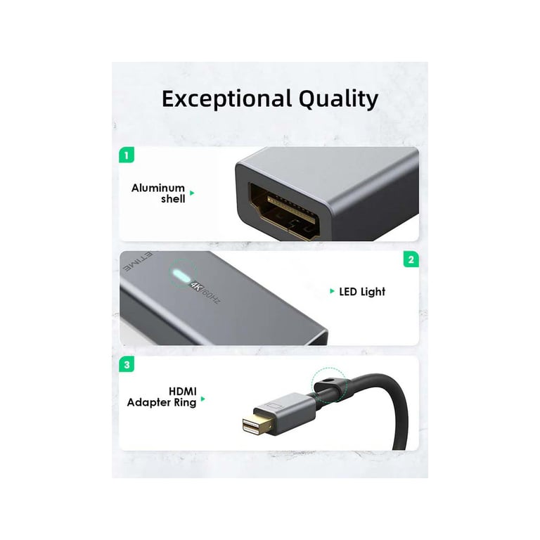 Перехідник miniDisplayPort M to HDMI F 0.15m 4K60Hz Cabletime (CA915347) - фото 6