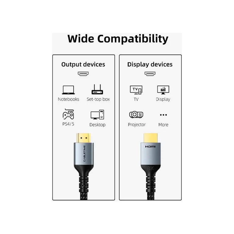 Кабель мультимедійний HDMI M to HDMI M 1.0m V2.1 8K60Hz Cabletime (CA915835) - фото 5