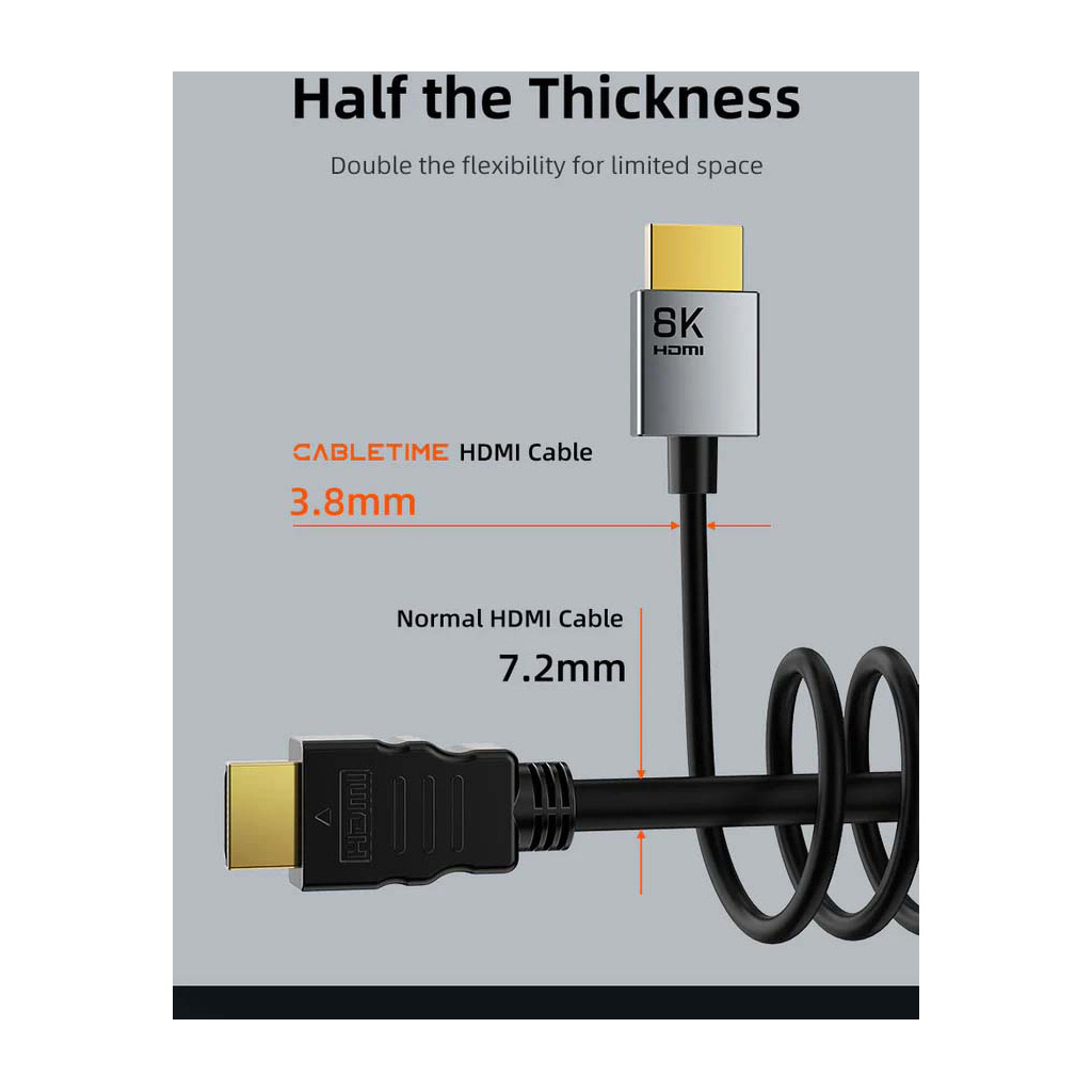 Кабель мультимедійний HDMI M to HDMI M 2.0m V2.1 8K60Hz Cabletime (CA915910) - фото 5 Кабель мультимедійний HDMI M to HDMI M 2.0m V2.1 8K60Hz Cabletime (CA915910) - фото 5