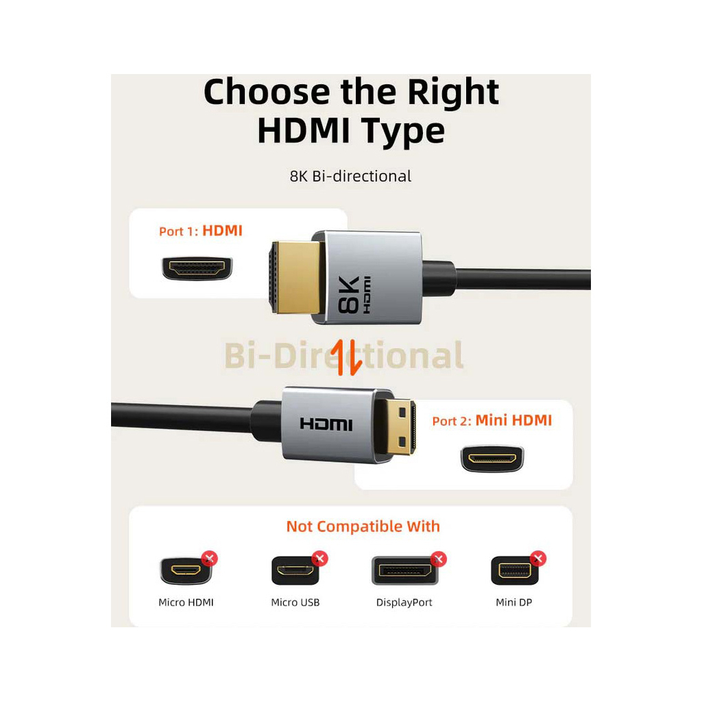 Кабель мультимедійний HDMI micro M to HDMI M 0.5m 8K60Hz Cabletime (CA915873) - фото 6 Кабель мультимедійний HDMI micro M to HDMI M 0.5m 8K60Hz Cabletime (CA915873) - фото 6