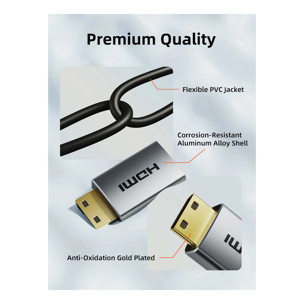 Кабель мультимедійний HDMI micro M to HDMI M 0.5m 8K60Hz Cabletime (CA915873) - фото 7 Кабель мультимедійний HDMI micro M to HDMI M 0.5m 8K60Hz Cabletime (CA915873) - фото 7