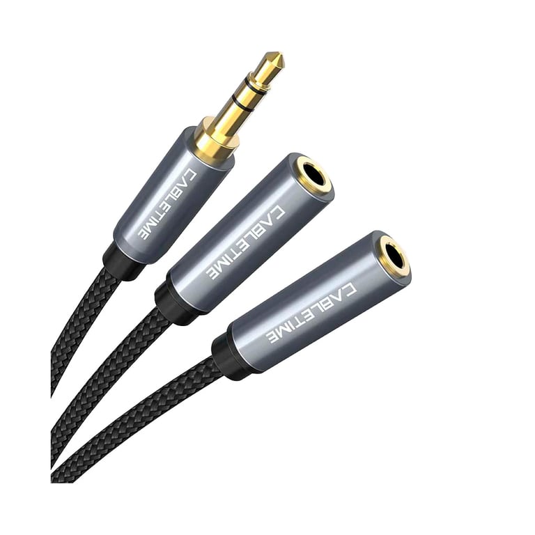 Кабель мультимедійний 3.5mm M to 2x3.5mm F 0.2m Cabletime (CA915248) - фото 1